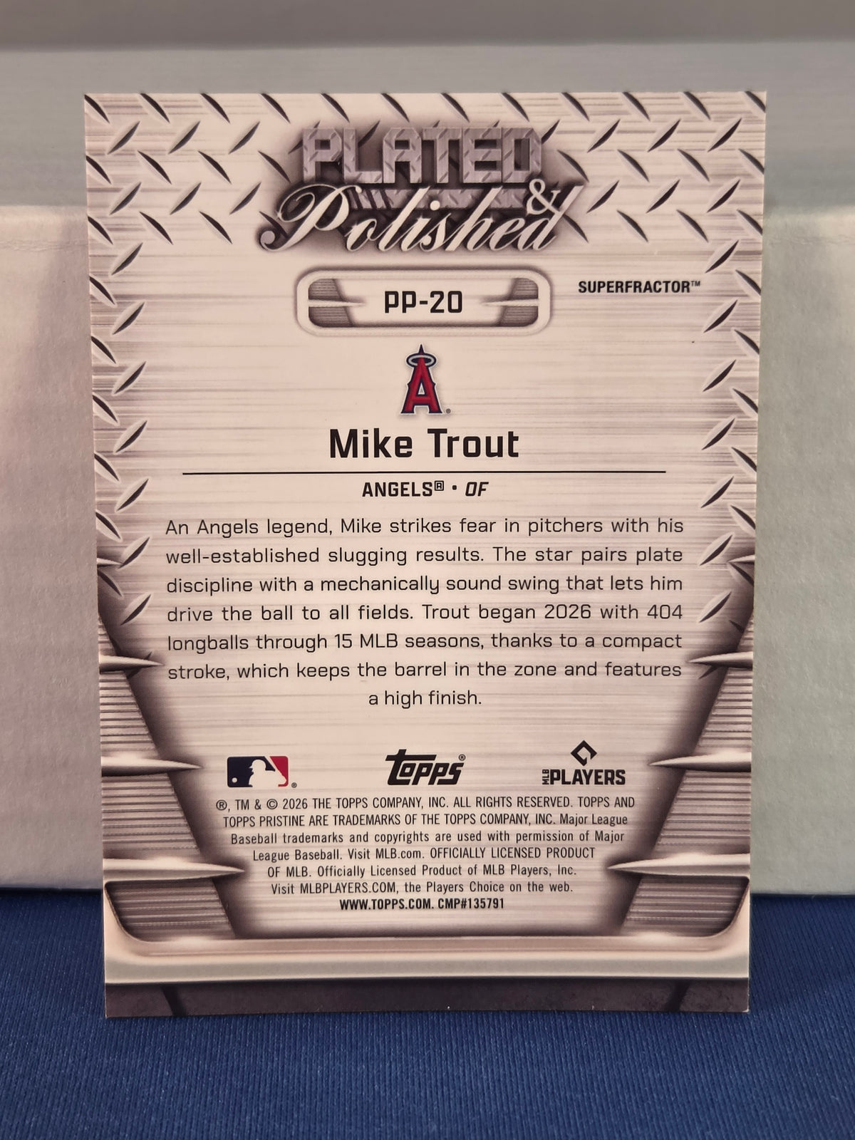 Topps 2026 1/1 Pristine Plated & Polished Superfractor Mike Trout