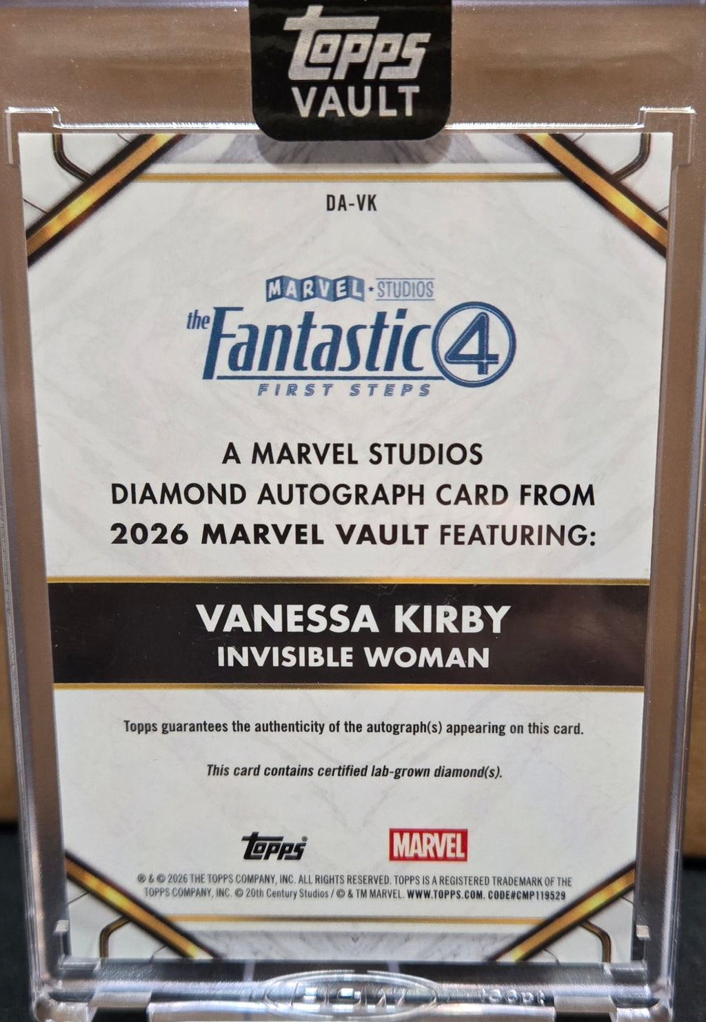 2026 Topps Marvel Vault #DA-VK Diamond On Card Autograph Vanessa Kirby /10