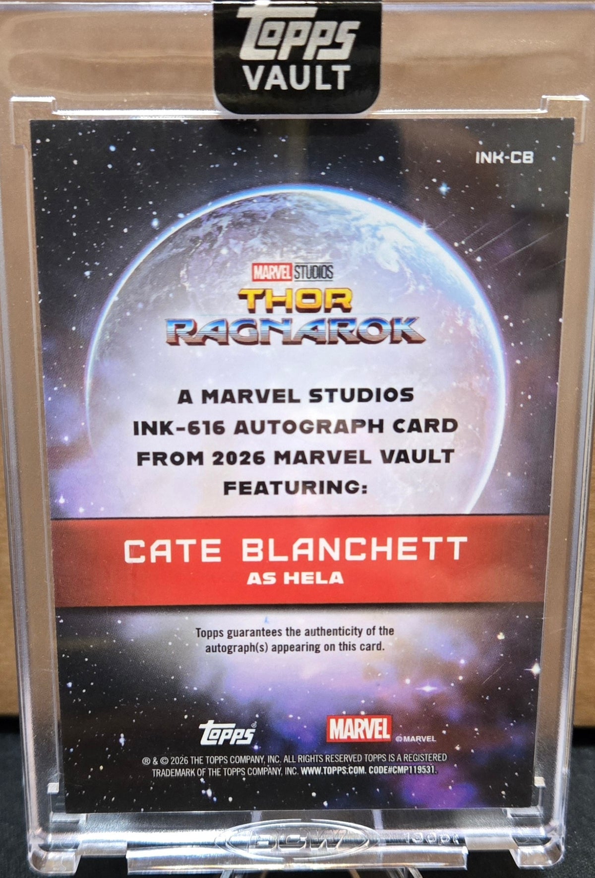 2026 Topps Marvel Vault Hela Ragnorak Ink-616 Cate Blanchett Auto 44/50