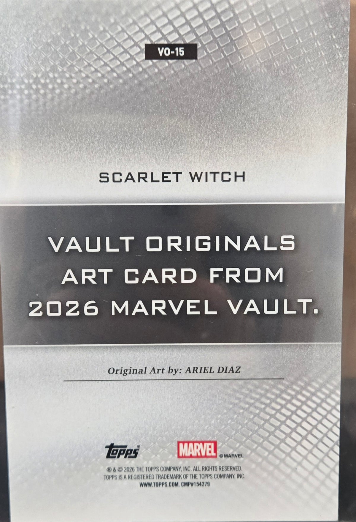 2026 Topps Marvel Vault Scarlet Witch Box Topper Original Art Ariel Diaz VO-15