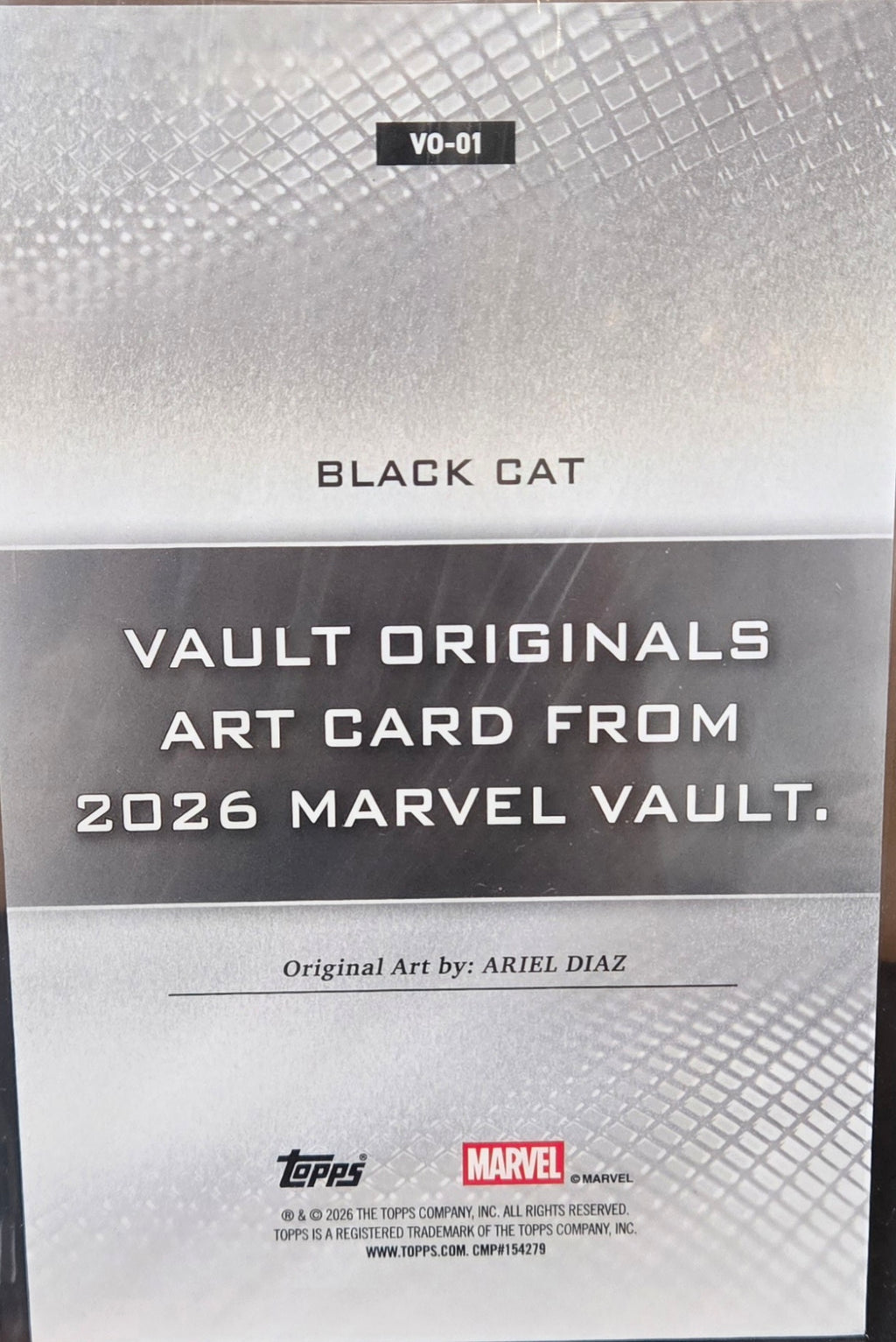 Topps 2026 Marvel Vault Vault Originals Black Cat VO-01 Ariel Diaz Art Card