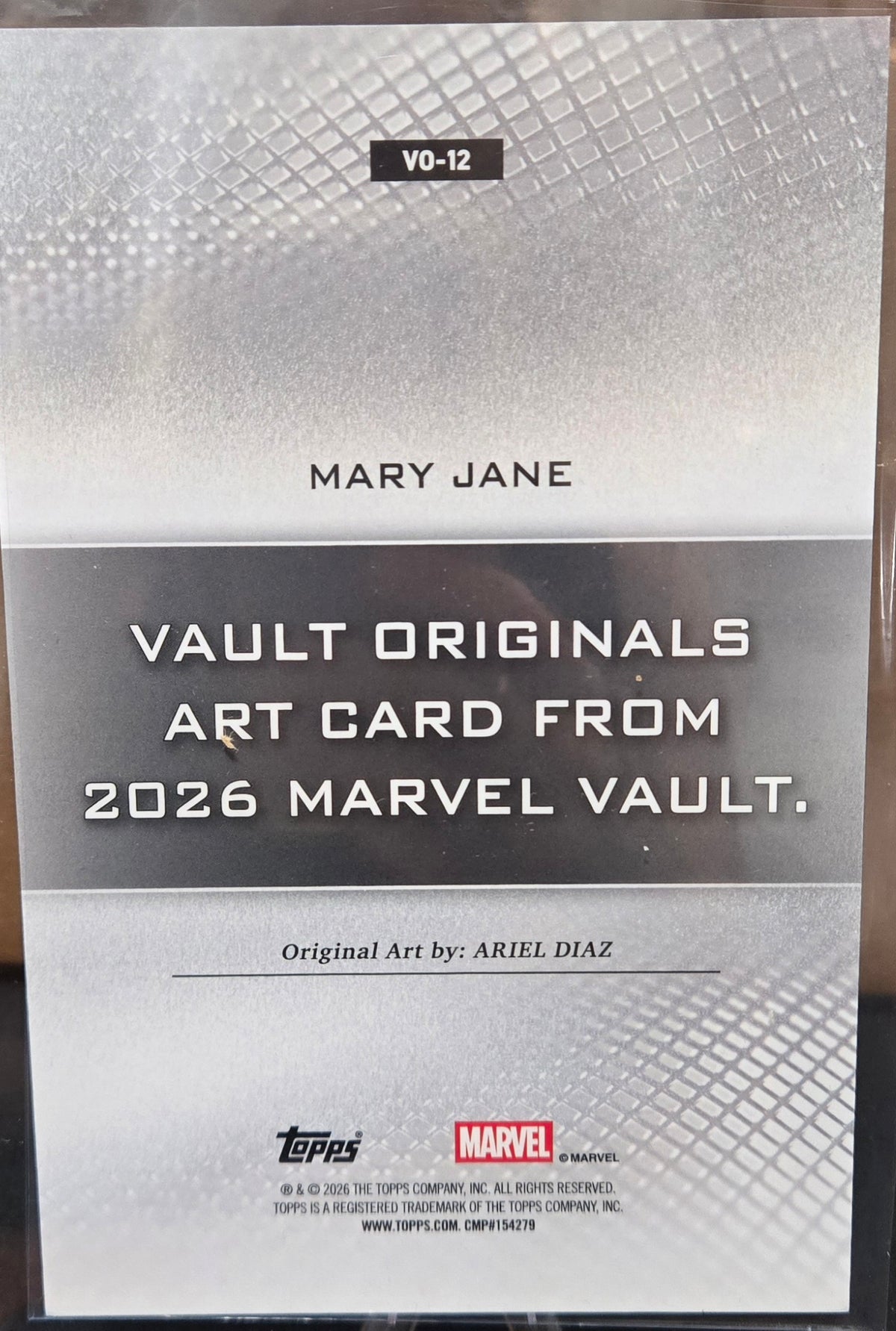 2026 Topps Marvel Vault Box Topper Originals Mary Jane Art Card by Ariel Diaz