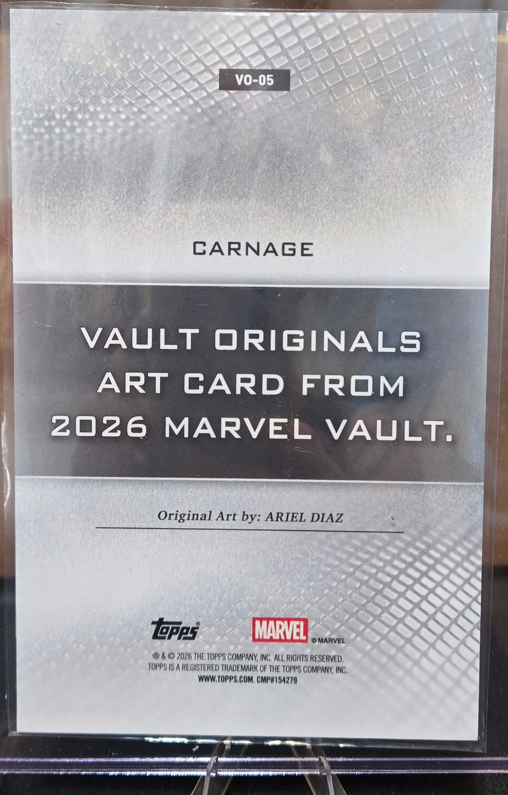 2026 Topps Marvel Vault Orginals Box Topper CARNAGE  By Ariel Diaz