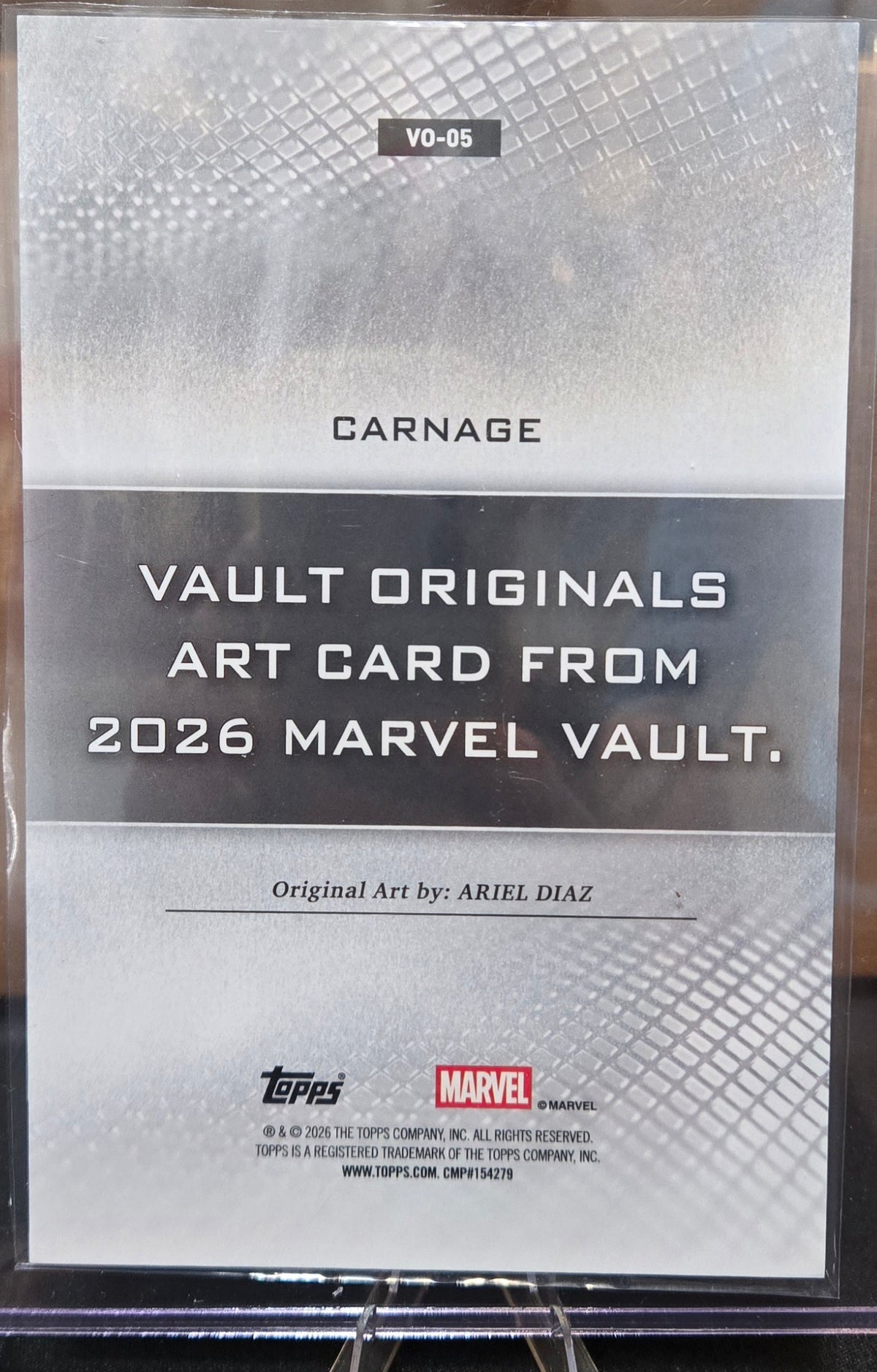 2026 Topps Marvel Vault Orginals Box Topper CARNAGE  By Ariel Diaz