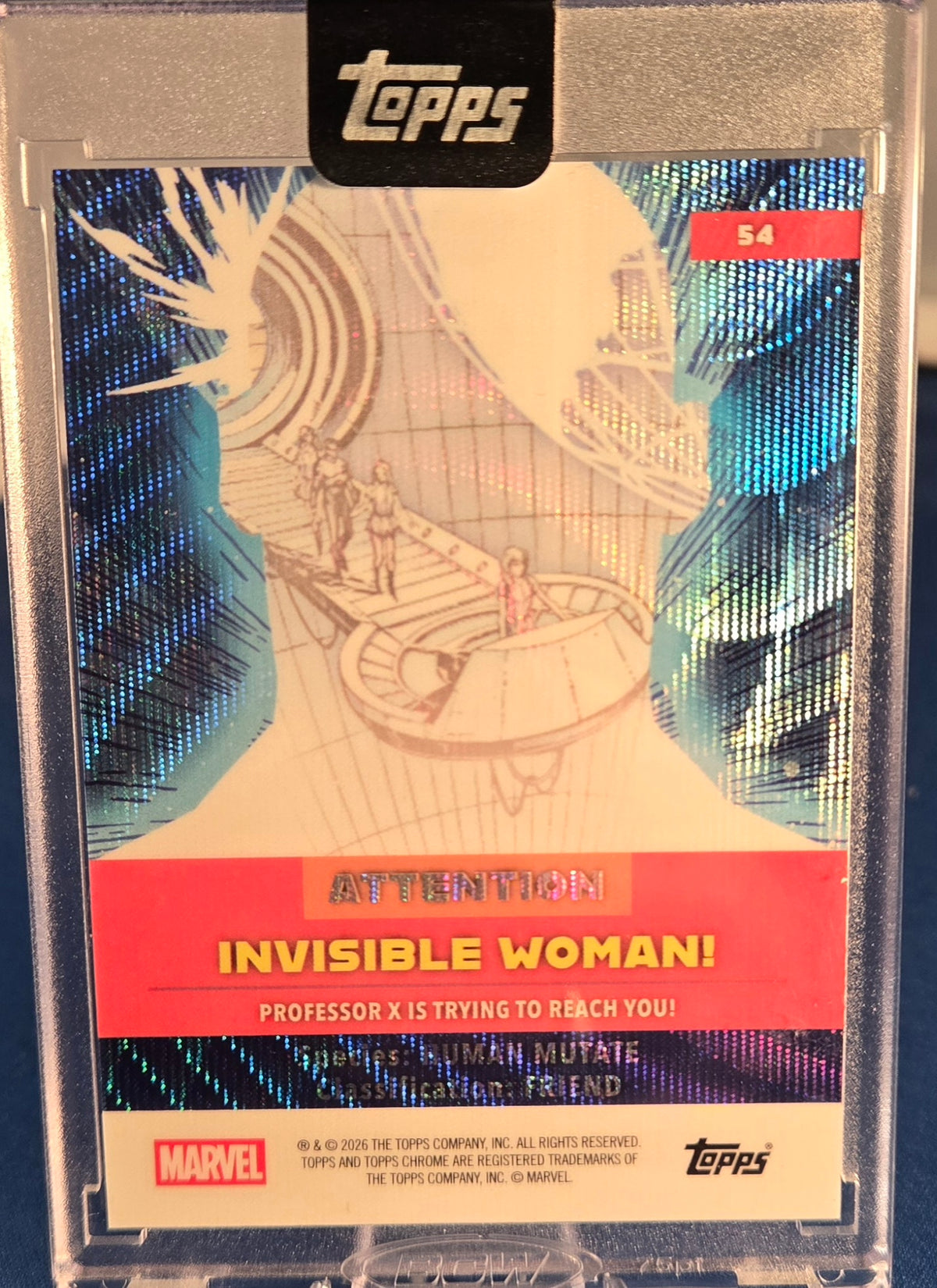 2026 Topps Marvel Mint Invisible Woman #54 Cerebro Orange Wave Refractor /25
