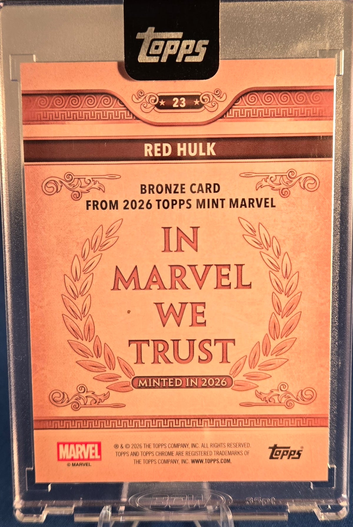 2026 Topps Marvel Mint Red Hulk  #23 Encased Chrome /100 Bronze Card