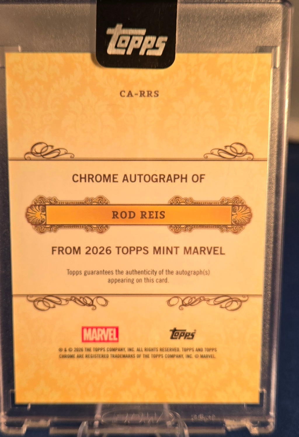 2026 Topps Marvel Mint Magik Rod Reis Chrome Autograph CA-RRS Encased