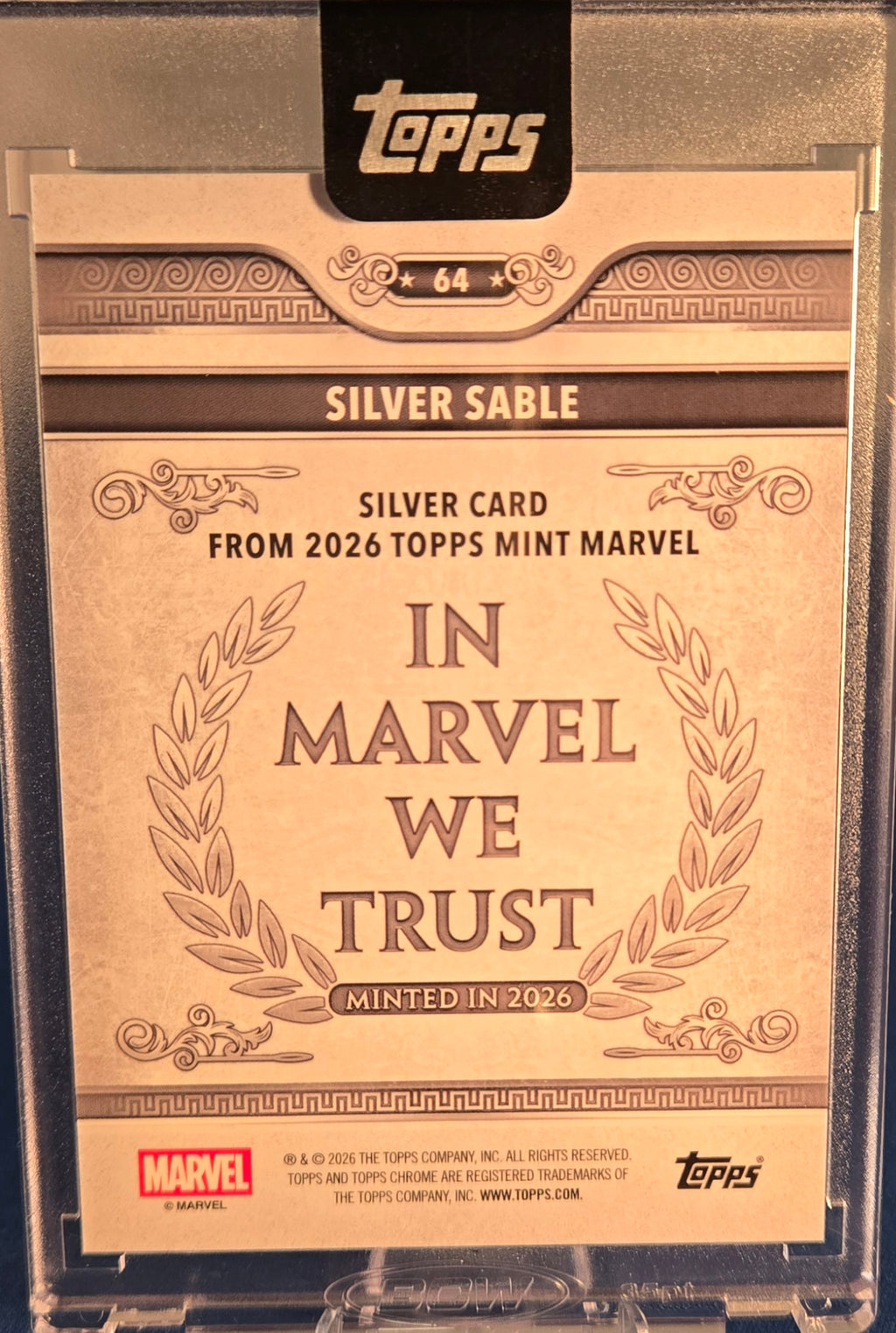 Topps Mint Marvel 2026 Silver Sable Silver Card #64 Encased Teal /75