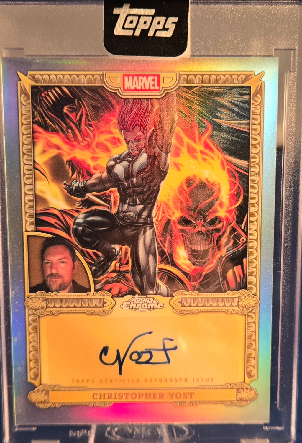 2026 Topps Marvel Mint Ghost Rider Christopher Yost Chrome Autograph Encased