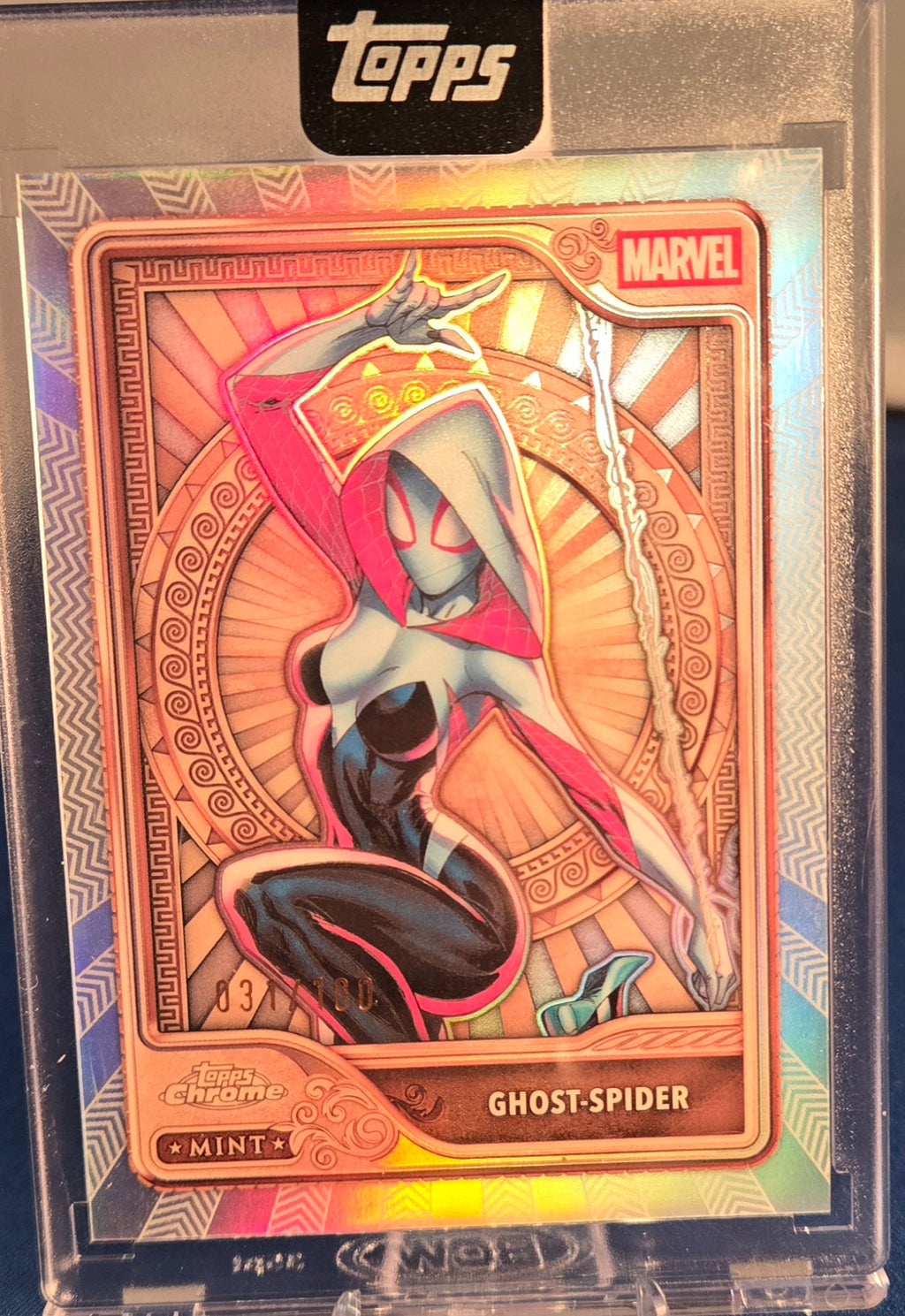 2026 Topps Marvel Mint Ghost-Spider Blue Parallel 031/100 Spider-Gwen