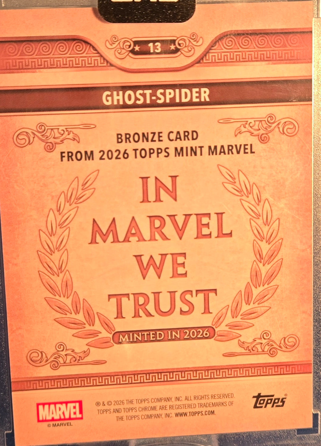 2026 Topps Marvel Mint Ghost-Spider Blue Parallel 031/100 Spider-Gwen
