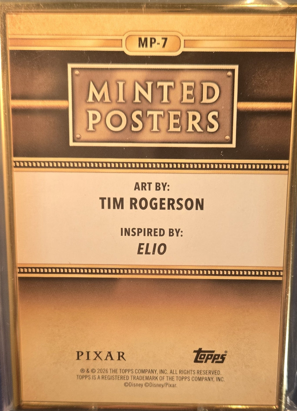 NYCC Topps 2026 Pixar Elio Minted Posters Insert MP-7 Elio Tim Rogerson