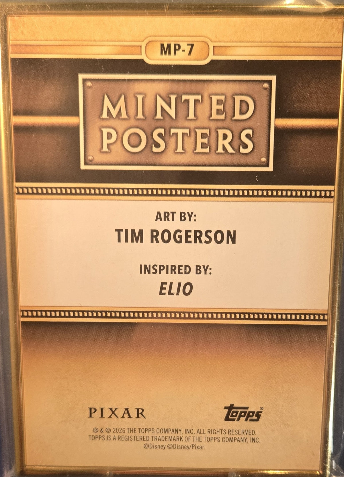 NYCC Topps 2026 Pixar Elio Minted Posters Insert MP-7 Elio Tim Rogerson