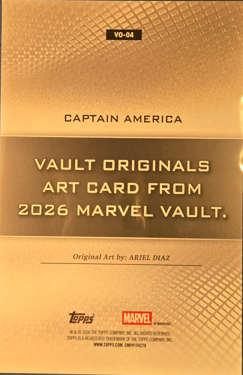 2026 Topps Vault Marvel Captain America Originals Topper (Ariel Diaz) 1/5