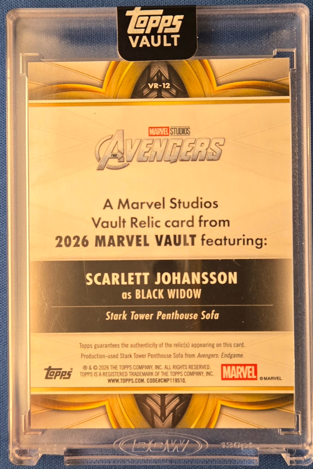 2026 Topps Marvel Vault  Black Widow GOLD RELIC #VR-12  /50