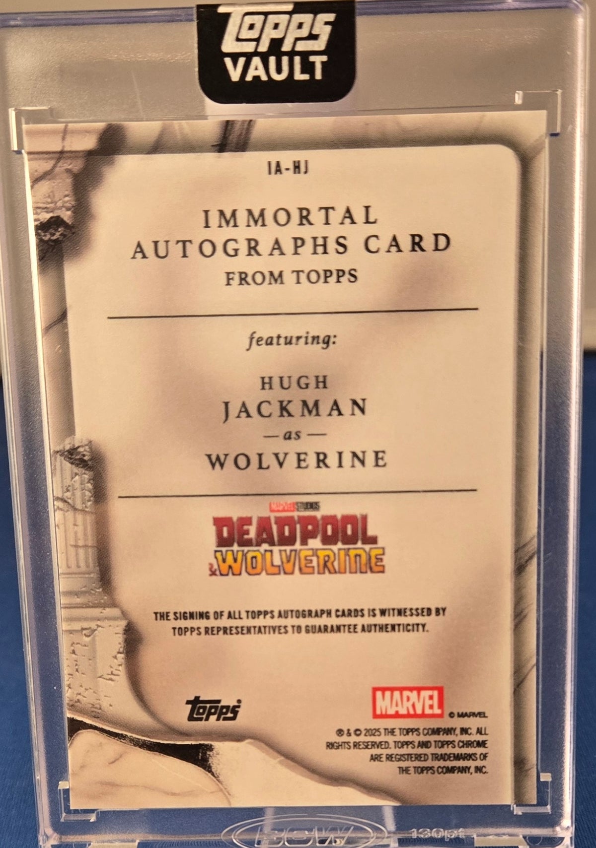 2026 Topps Marvel Vault Wolverine Immortal Autos 1A-HJ Hugh Jackman /50