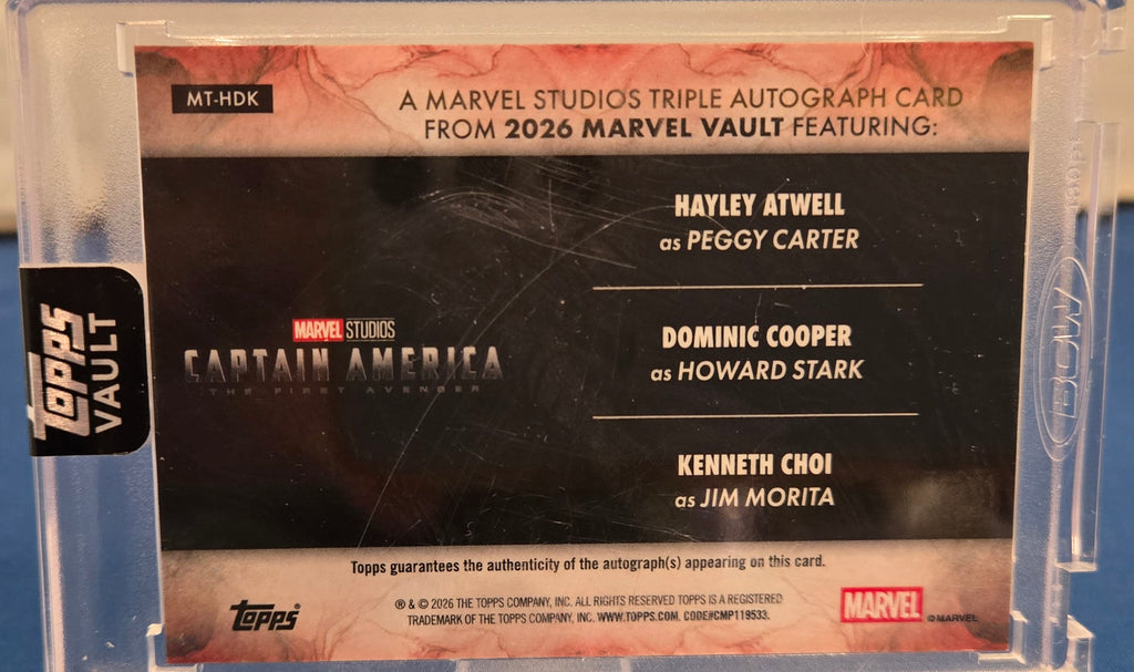 2026 Topps Marvel Vault Kenneth Choi Dominic Cooper Hayley Atwell Auto 23/25