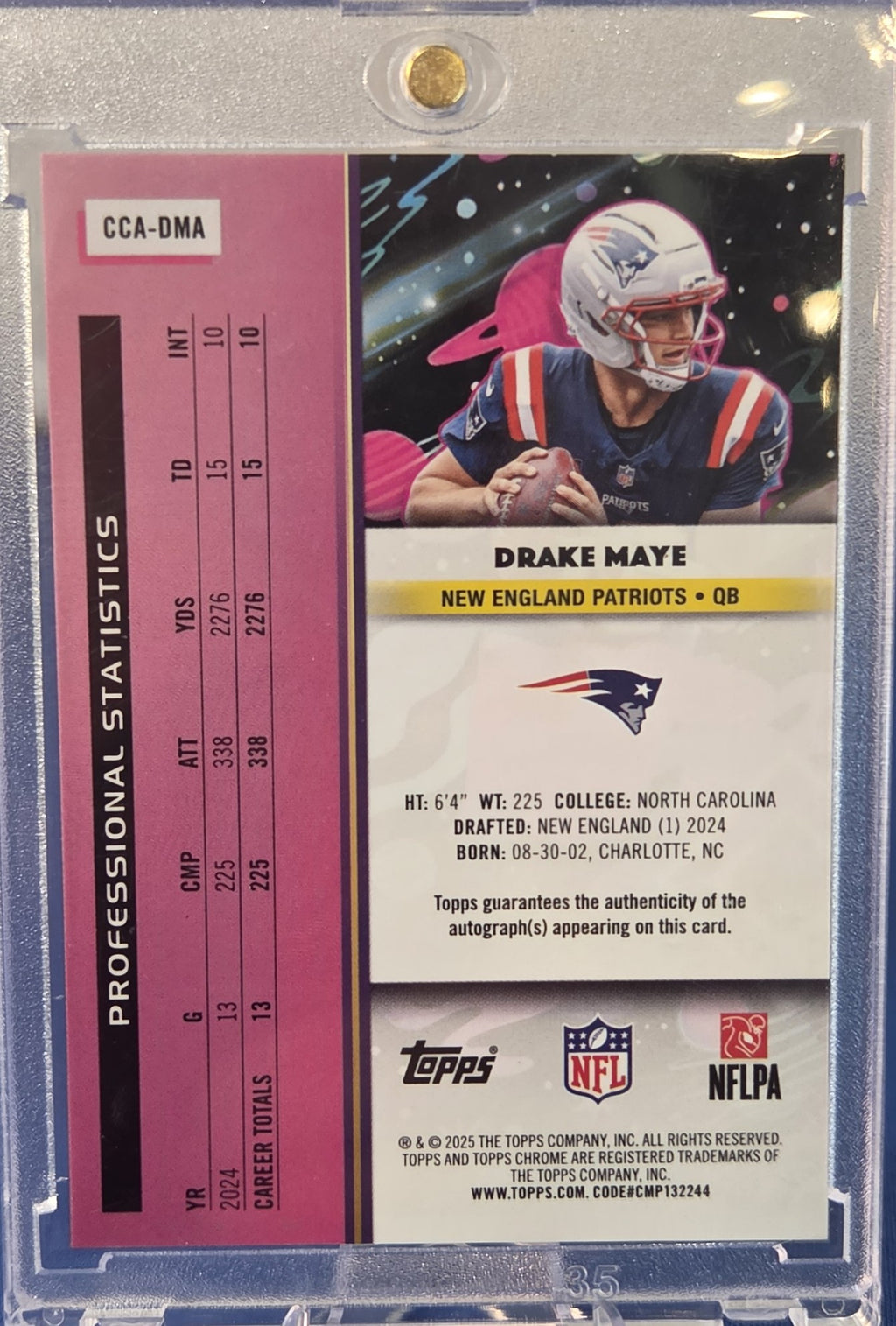 2025 Drake Maye Topps Cosmic Chrome - Autographs #CCA-DMA
